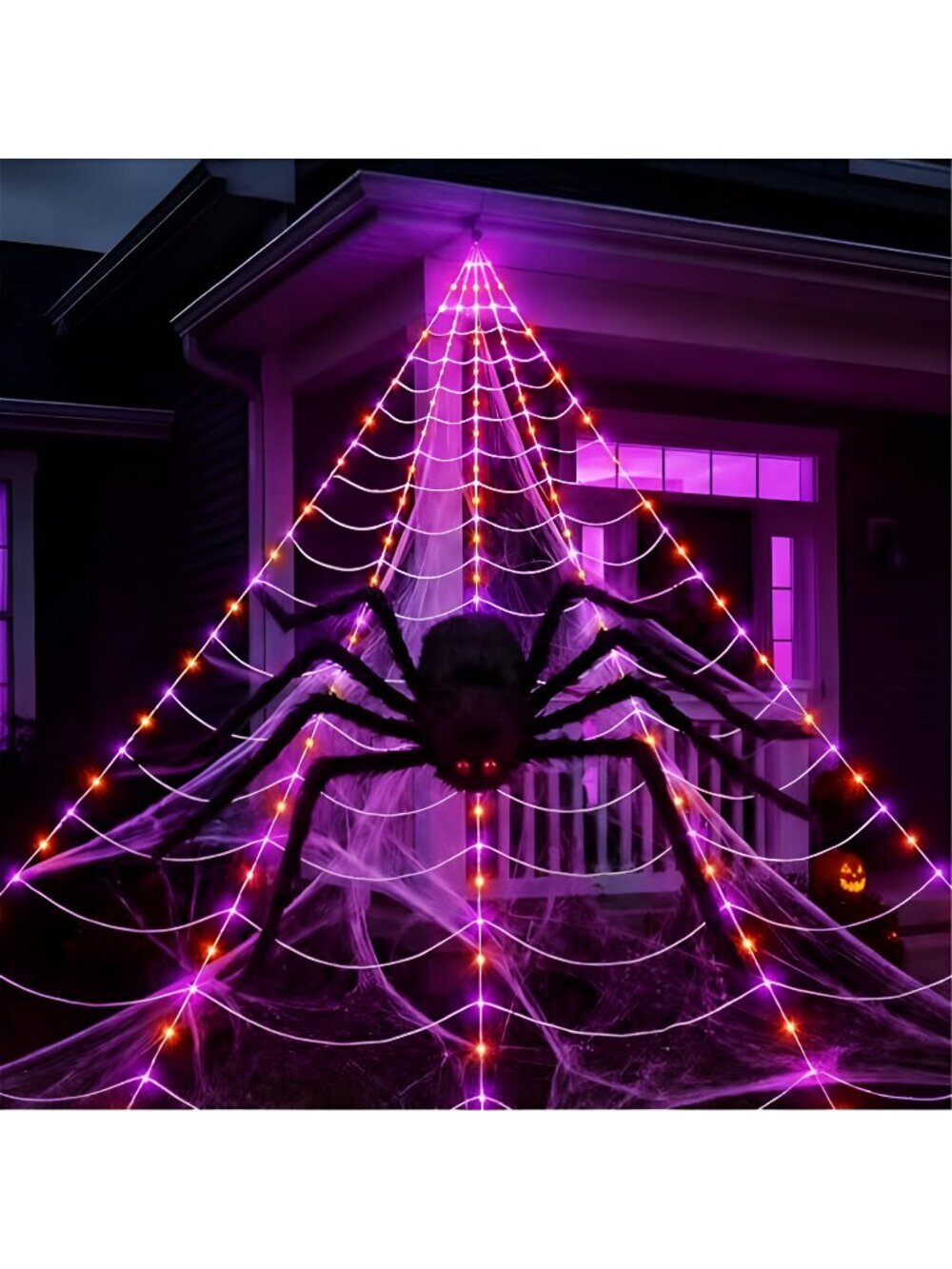 Halloween Decorations Spider Web Lights, 255 LED 16.4Ft Light Up Spider Web